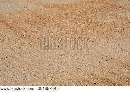 Texture Of The Sandy North Sea Beach. Castricum, The Netherlands