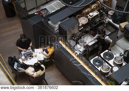 Singapore, 24 Jul, 2020: Top View Of A Cafe In Jewel Shopping Center. Jewel Changi Airport Is A Natu