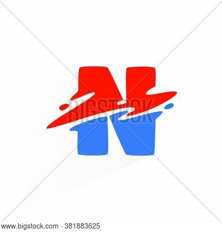 Letter N Fast Speed Logo. Vector Two Part Wave Font For Technology Labels, Game Headlines, Sport Pos