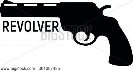 Revolver Silhouette Pistol Icon, Self Defense Weapon, Concept Simple Black Vector Illustration, Isol