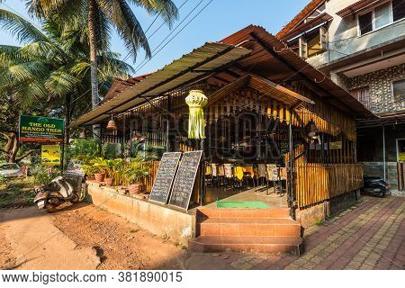 Candolim, North Goa, India - November 23, 2019: Street View Of Candolim At Sunny Day With The Old Ma