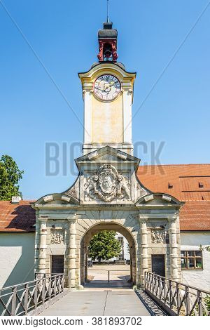 Ingolstadt,germany - August 08,2020 - View At The Gate To New Castle In Ingolstadt. Ingolstadt Is Th