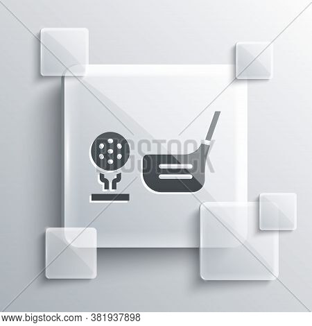 Grey Golf Flag And Golf Ball On Tee Icon Isolated On Grey Background. Golf Equipment Or Accessory. S