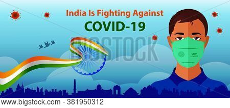 Corona Virus Fight Back Poster. India Will Fight Against Covid-19 For Website And Social Media Post.