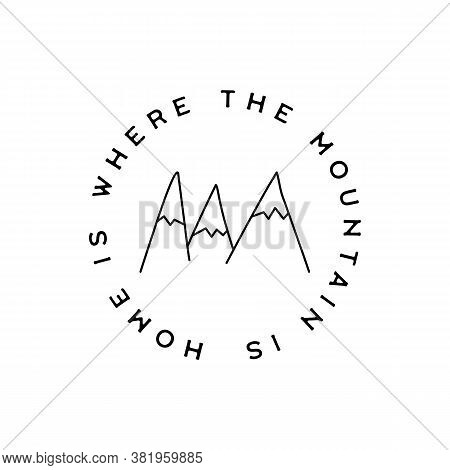 Vintage Simple Mountains Logo Design. Outdoor Adventure Line Art Scene, Landscape. Silhouette Linear