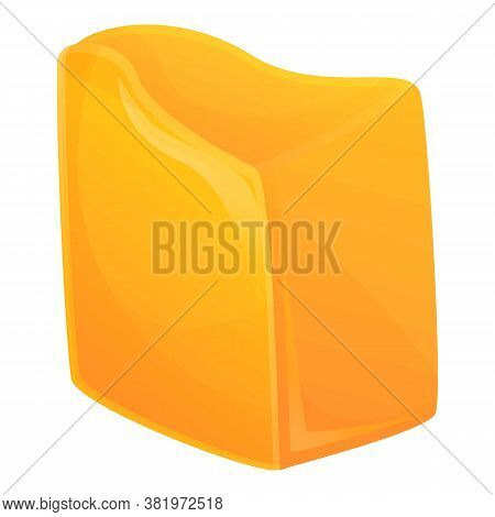 Cheddar Cheese Icon. Cartoon Of Cheddar Cheese Vector Icon For Web Design Isolated On White Backgrou