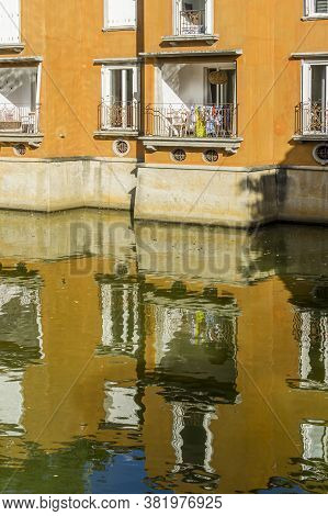Baie Du Tombeau, Mauritius, May 2017 - Apartment Building And Reflection On An Artificial Lake At To