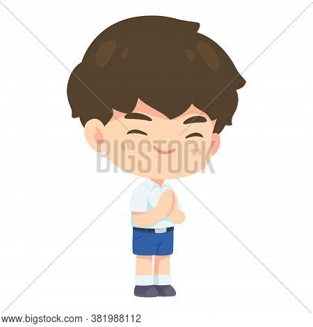 Boy Student In Pay Respect Post