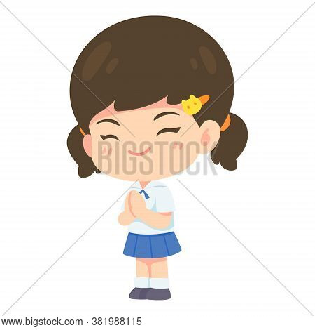 Girl Student In Pay Respect Post