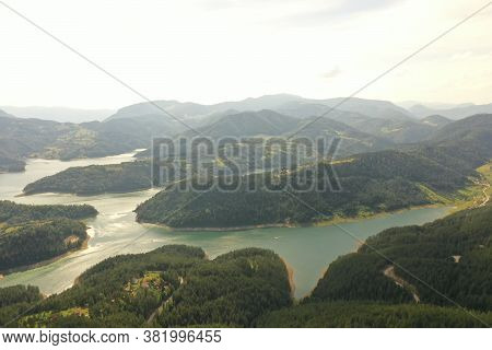 View At Zaovine Lake From Tara Mountain In Serbia