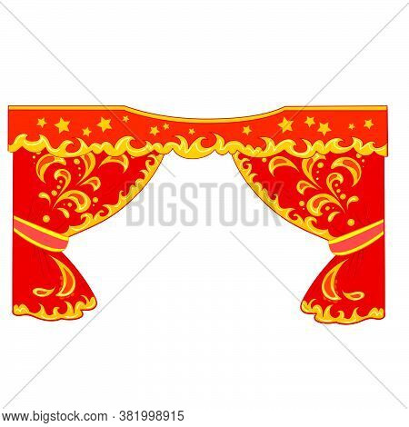 Expensive Concert Partiers For Stage In Red And Gold Colors, Isolated Object On White Background, Ve