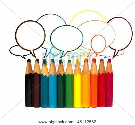 Conversation de crayons de couleur