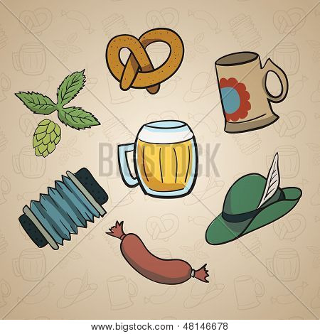 Oktoberfest-Cartoon-Elemente.