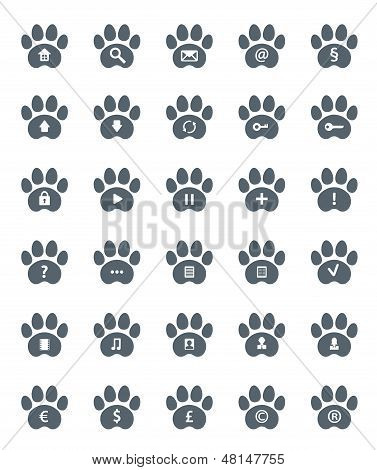 Traces of Cat Icons Set.