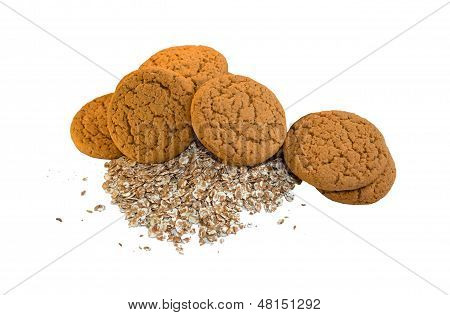 Oatmeal Cookies On A White Background