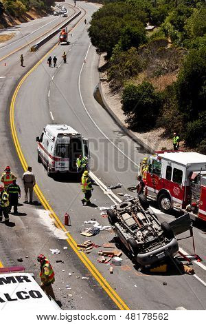 Overturned Sport Utility Vehicle