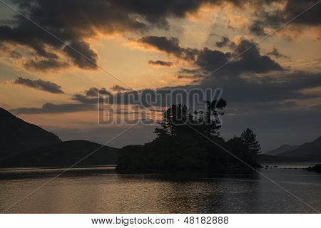 Stunning Mountain And Lake Sunrise Reflections Beautiful Landscape With Sunbeams