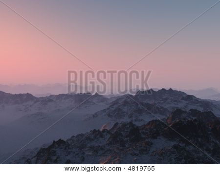 雪山日落