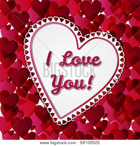 Greeting Valentines Days Card With Hearts