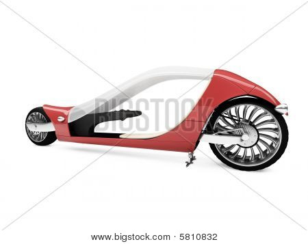 Futura moto rosso isolato vista