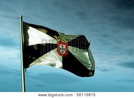 Ceuta (SPAIN) flag waving in the evening
