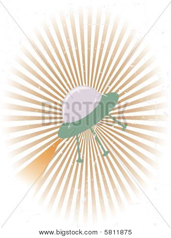 Retro voando UFO Grunge Background