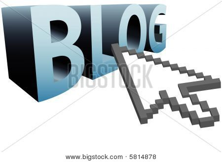 Strzałka pikseli kliknięć kursor 3D Word Blog wielki