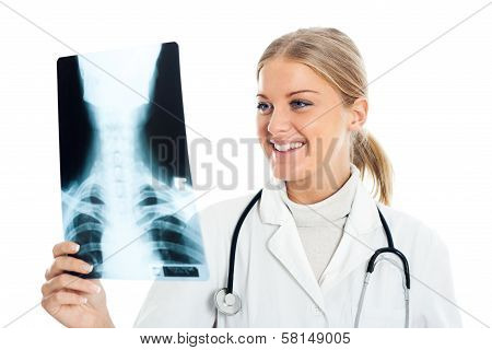 Doctor looking at x-ray image