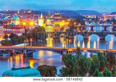 Evening scenery of Prague, Czech Republic
