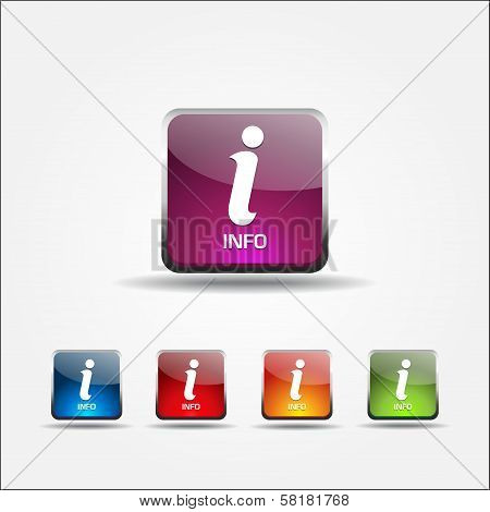 Info Rounded Square Vector Button Icon Set