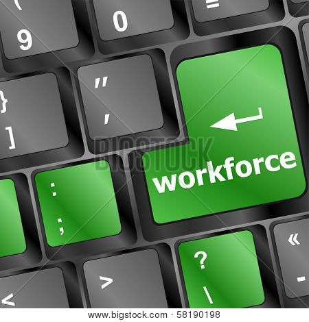 Workforce Key On Keyboard - Business Concept