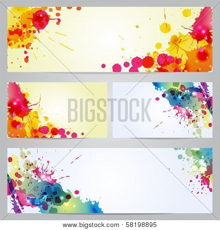 Set Of Banners And Business Cards With Blots