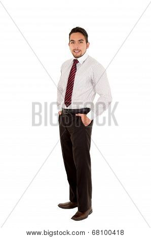 handsome latin man wearing a red tie