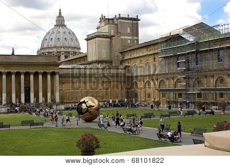 Tourists In The Patio Of Vatican