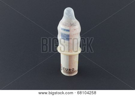 Euro Bills in Condom