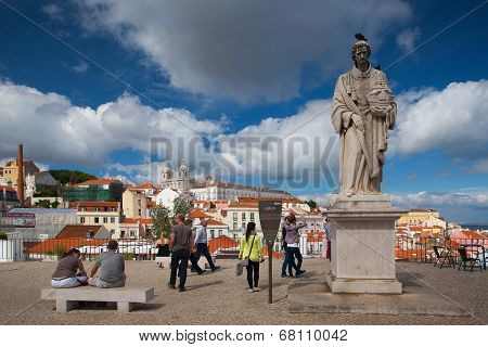 Famous Portas Do Sol Belvedere With St. Vicente Statue