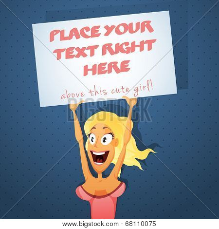 Sexy girl with text board