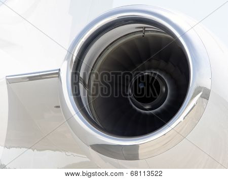 Runnning Jet Engine Closeup On A Private Airplane - Bombardier