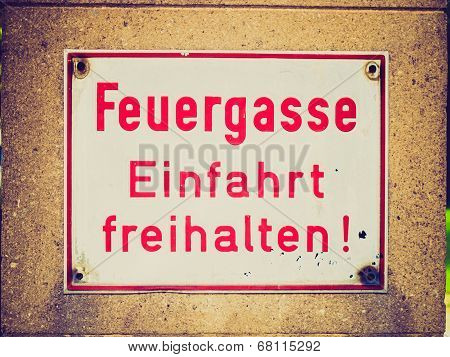 Retro Look Fire Lane Sign