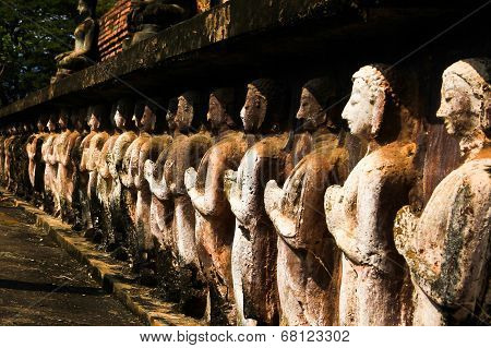 Group Of Buddha Statue In Sukhothai