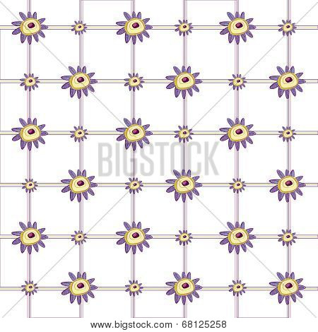 Purple and Yellow Flowers on Plaid