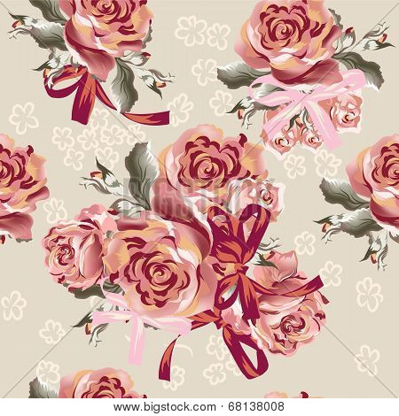 Floral Seamless Vector  Pattern With Roses