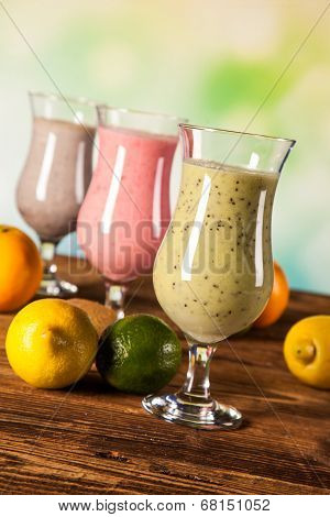 Healthy Diet, Protein Shakes And Fruits