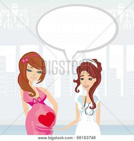 Illustration Of A Pregnant Woman Having A Prenatal Checkup