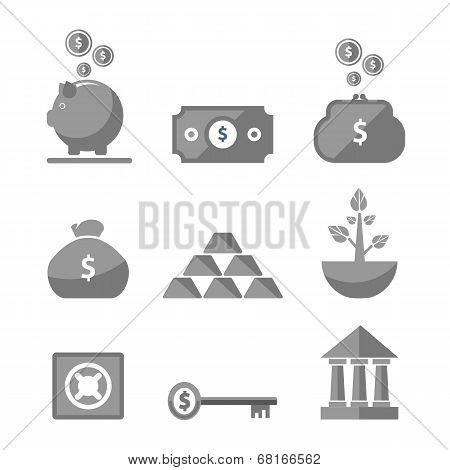 Money Icons In Black Color