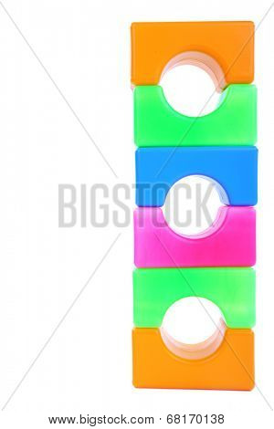 Plastic colorful blocs isolated on white
