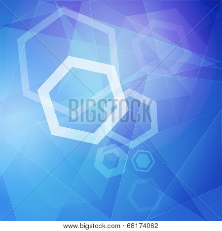 Abstract Blue Background With White Hexagons And Lines