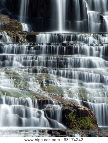 Pongour waterfall in Dalat, Vietnam. Flowing water natural background 