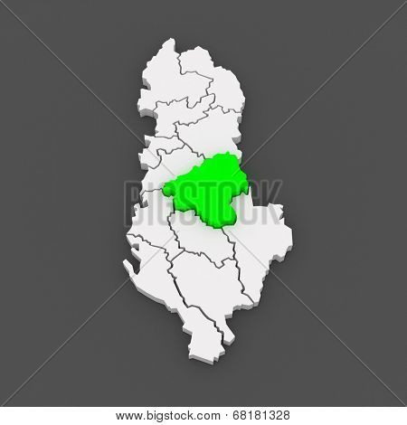Map of Elbasan. Albania. 3d