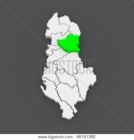 Map of Dibra. Albania. 3d